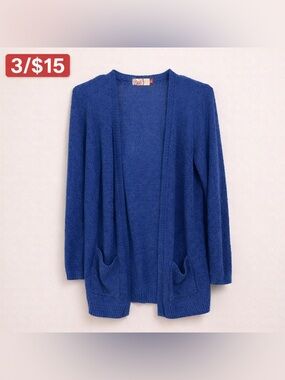 SO Knit Open Front Cardigan Size S Blue